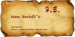 Hohn Borbás névjegykártya